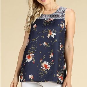 Suzanne Betro Navy Floral Tank